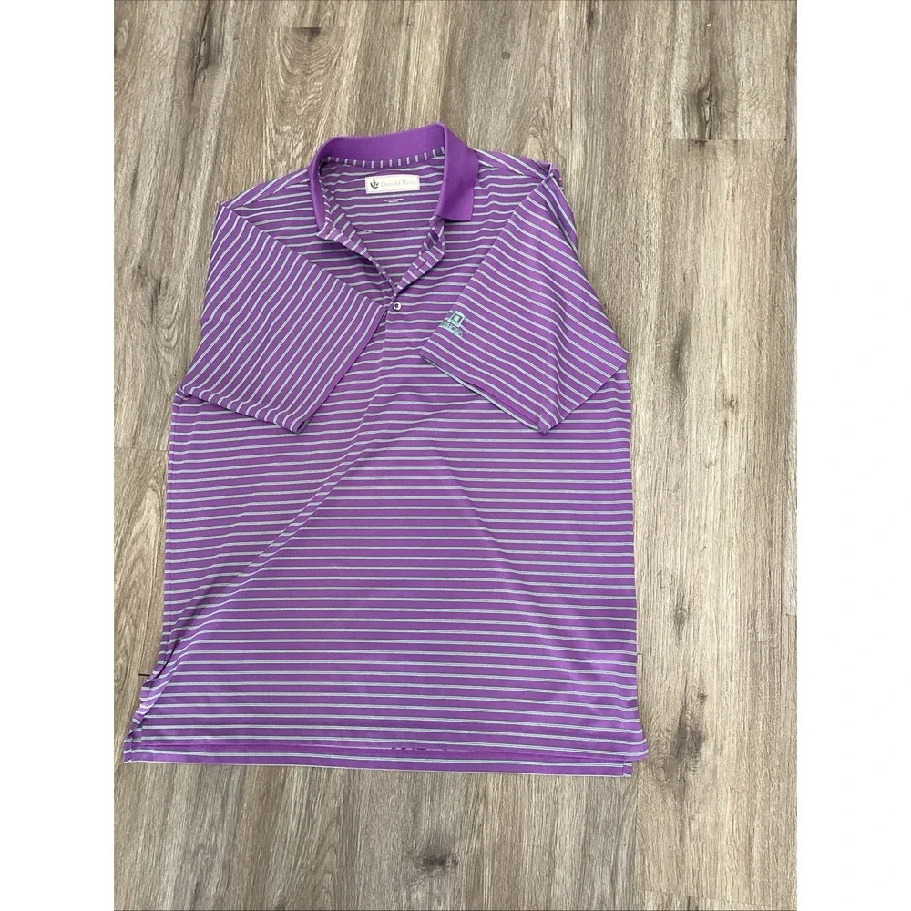 Donald Ross Sport Golf Polo Shirt Men's Blue Green Striped Shirt XL - Picture 10 of 13